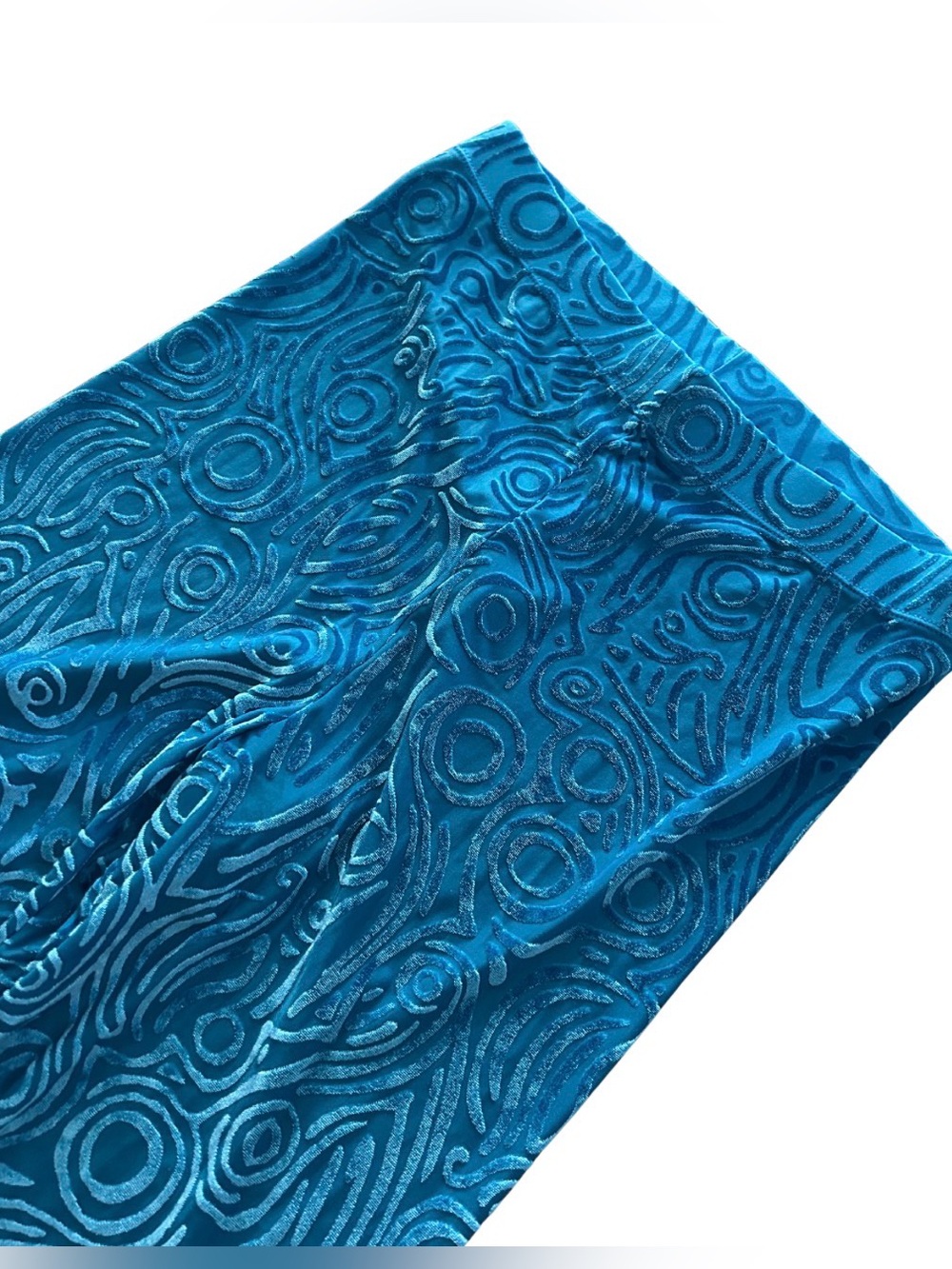 BlackMilk Zelda Burnout Velvet Sheikah Slate High Waist Leggings | Teal/Blue | M - Picture 2 of 4